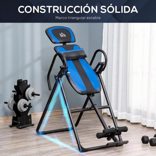 Tabla de Inversión Plegable con Ruedas Altura Ajustable 140-203 cm con Cinturón de Seguridad Carga 110kg Negro y Azul [2]