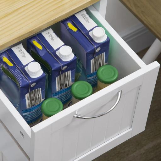 Carro de Cocina con Ruedas Carrito de Servicio con Cajones Estantes y Bandeja Extraíble 67x37x87 cm Blanco [7]