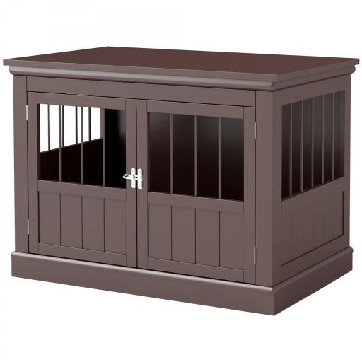 Jaula para Perros Pequeños Mesa Auxiliar Moderna con 3 Puertas Francés con Cierre Magnético 78x53x59,3 cm Café [8]