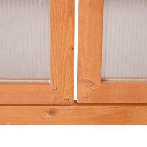 Invernadero de Jardín de Madera y Policarbonato Invernadero Vivero Casero con 3 Estantes 2 Puertas y Tapa Abatible para Cultivo de Plantas Terraza Patio 76x47x110 cm Natural [5]