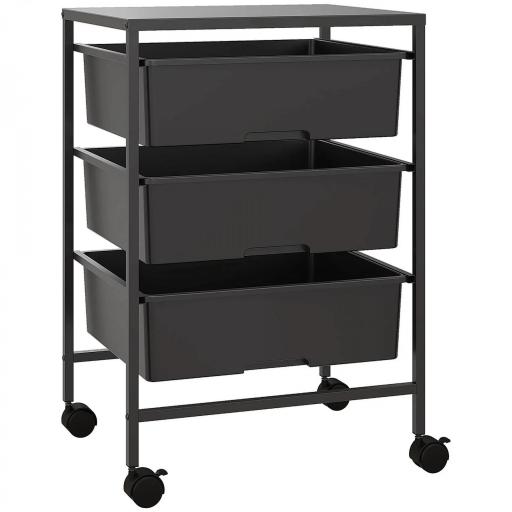 Carrito Auxiliar con Ruedas con 3 Cestas para Almacenamiento y Marco de Acero para Cocina Baño 40,8x33,5x60,5 cm Negro [8]