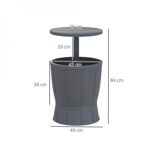 Mesa Nevera para Exterior 41 L 3 en 1 Cool Bar Mesa Auxiliar con Altura Ajustable Cubo de Hielo Tapa Elevable Gris [1]