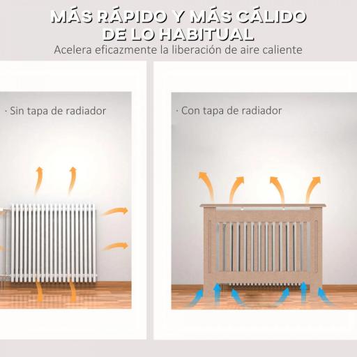 Cubre Radiador Cubierta para Radiador con Dispositivo Antivuelco Diseño Moderno 112x19x81cm Madera Natural [2]