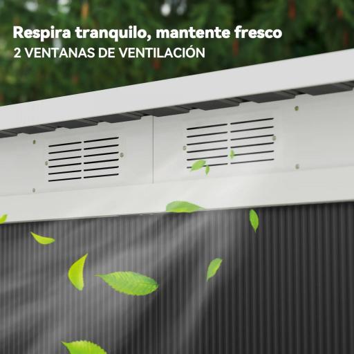 Caseta de Exterior 280x130x172 cm Cobertizo de Jardín con Puertas Correderas Base y Ventilaciones Gris Oscuro [3]