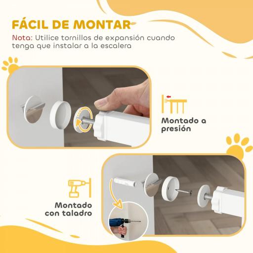 Barrera de Seguridad Extensible con Cierre Automático y Sistema de Doble Bloqueo Metal 74-147,5x76,2 cm Blanco [5]