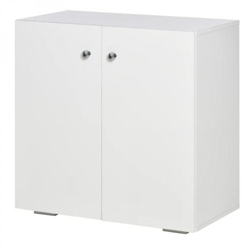 Aparador de Salón con 2 Puertas Armario Auxiliar con 2 Estantes para Libros Ropa Juguetes Estilo Moderno 70x39x70 cm Blanco [4]
