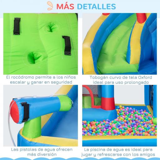 Castillo Inflable Infantil con Tobogán Cama de Salto Piscina Muro de Escalada Inflador 390x300x197 cm Multicolor [2]