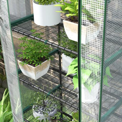 Invernadero de Exterior con Estantes de 5 Niveles Puerta con Cremallera y Marco de Acero 69x49x193 cm Transparente [3]