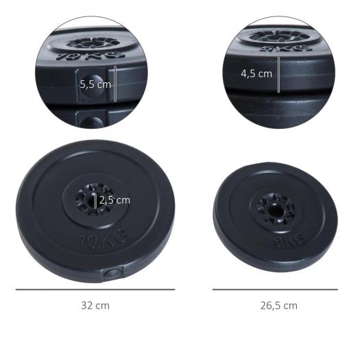 Juego de 4 Discos de Pesas de 2x5 kg y 2x10 kg Juego de Placas de Pesas con Agujero de Ø25 mm para Barra o Mancuernas Entrenamiento de Fuerza Levantamiento de Pesas Negro [1]