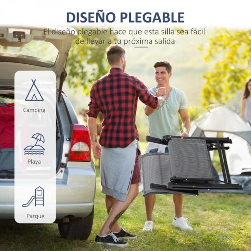 Tumbona Plegable de Jardín Tumbona Gravedad Cero con Respaldo Ajustable en 9 Posiciones con Cojín 70x65x111 cm Gris [2]