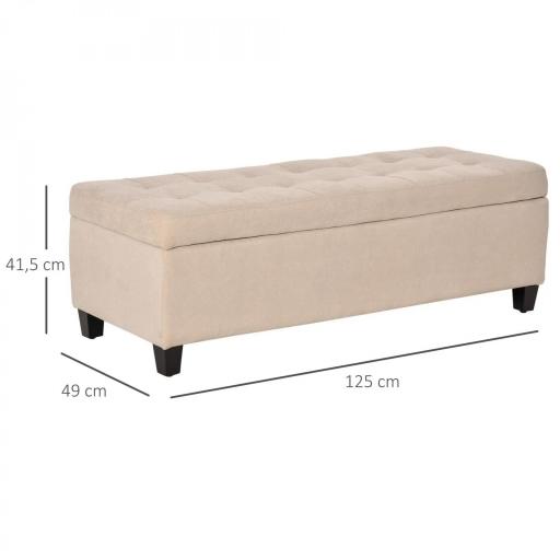 Banco de Almacenamiento Puff de Almacenaje Taburete Tapizado en Lino con Tapa Abatible para Entrada 125x49x41,5 cm Beige [1]