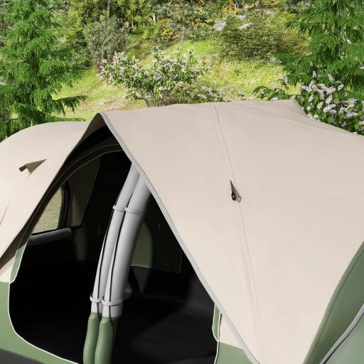 Tienda de Campaña Plegable con 2 Habitaciones y Bolsa de Transporte Impermeable 450x215x180 cm Verde Oliva y Marrón [3]