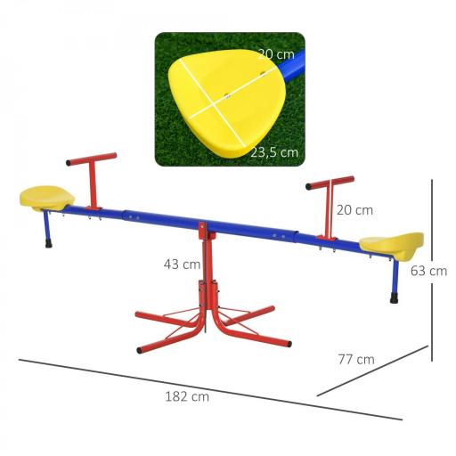 Balancín Giratorio 360 Grados para Niños +3 Años con Base de 4 Varillas Postes de Tope y Asas Fáciles de Agarrar Patio Jardín [3]
