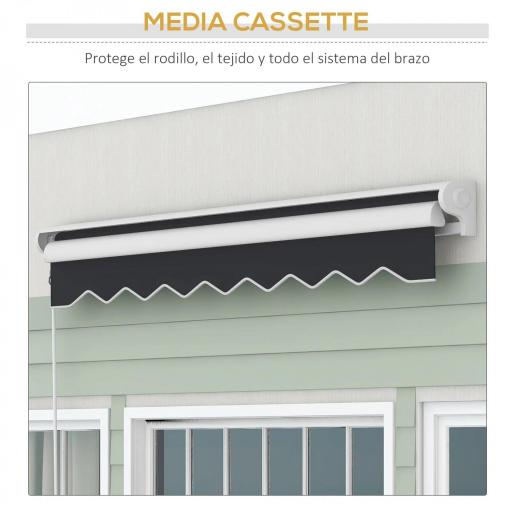 Toldo Eléctrico Retráctil y Manual 250x200 cm Toldo Portátil con Mando a Distancia Manivela Marco de Aluminio Gris [4]