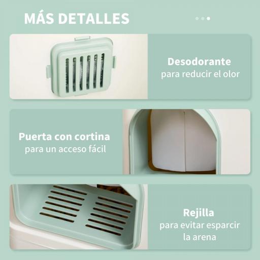 Arenero Cerrado para Gatos Caja de Arena para Gatos con Bandeja Extraíble Pala y Filtro Desodorizante 50x40x40 cm Blanco [2]