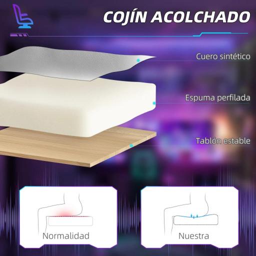 Silla Gamer Reclinable con Altura Ajustable Reposapiés Retráctil Soporte Lumbar y Reposacabezas Gris Claro y Azul [3]