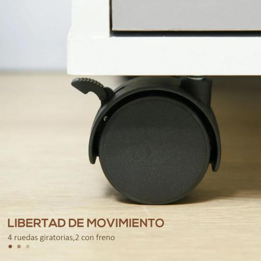 Mueble Archivador con Ruedas 3 Cajones Cerradura y 2 Llaves para Estudio Salón 40x40x63,5 cm Blanco y Gris [6]