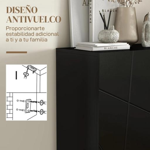 Zapatero de Entrada Recibidor con Estantes Ajustables Cierre Suave para 15-20 Pares de Zapatos 72x31,5x95 cm Negro [4]