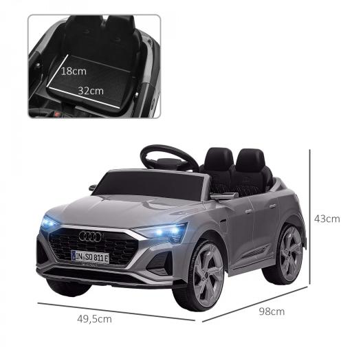 Coche Eléctrico para Niños Audi Q8 etron sportback con Batería 12V Mando a Distancia Faros Bocina y Música Gris [1]