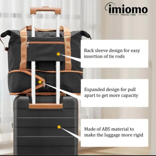 Maletas de viaje Imiomo, equipaje de mano para aviones, 20 pulgadas, con carcasa dura, ruedas univer, bolsa de viaje grande y bolsa de tocador. [4]