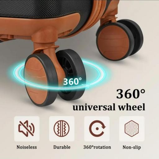 Maletas de viaje Imiomo, equipaje de mano para aviones, 20 pulgadas, con carcasa dura, ruedas univer, bolsa de viaje grande y bolsa de tocador. [4]