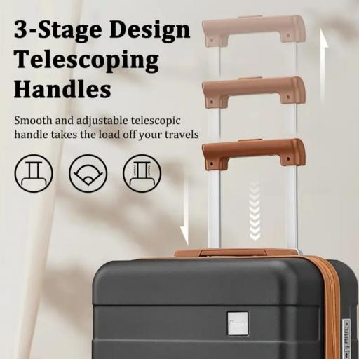 Maletas de viaje Imiomo, equipaje de mano para aviones, 20 pulgadas, con carcasa dura, ruedas univer, bolsa de viaje grande y bolsa de tocador. [3]