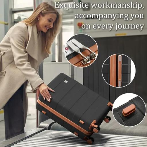 Maletas de viaje Imiomo, equipaje de mano para aviones, 20 pulgadas, con carcasa dura, ruedas univer, bolsa de viaje grande y bolsa de tocador. [3]