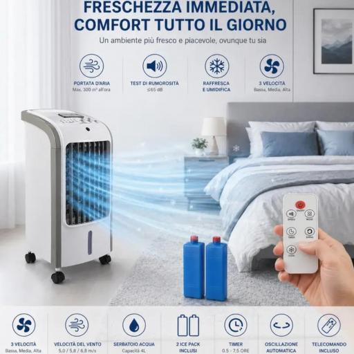 Enfriador de Aire Frío con 2 Bloques Refrigerantes y Control Remoto [4]