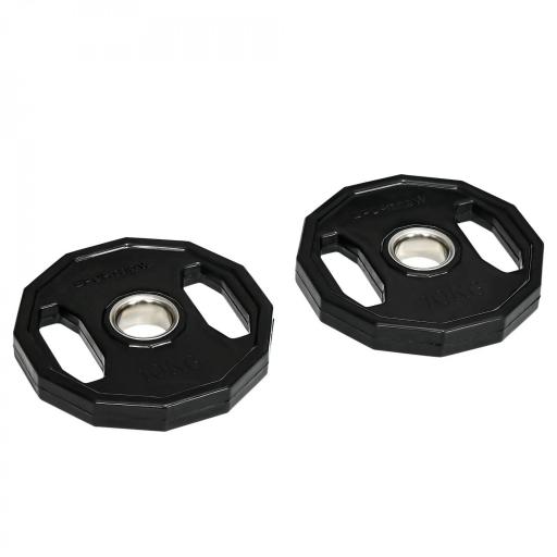 Conjunto de 2 Discos de Pesas de 10 kg con Orificio de 5 cm para Entrenamiento de Fuerza Ø32x4 cm Negro [8]