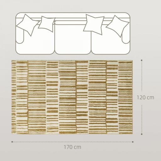 Alfombra Salón 170x120 cm Lavable en Lavadora Pelo Corto Estilo Moderno Tapete para Sala de Estar Dormitorio Crema [1]