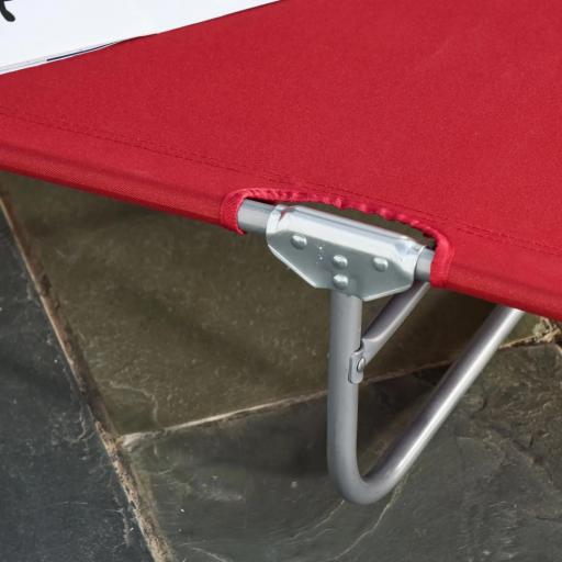 Tumbona Jardín Exterior Plegable con Respaldo Ajustable en 5 Posiciones Carga 120 kg para Terraza 187x55x24 cm Burdeos [7]