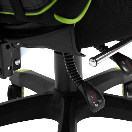 Silla Gaming Ergonómica Silla de Escritorio de Oficina Regulable en Altura Reclinable Respaldo con Reposapiés Reposacabezas Cojín Lumbar Ruedas 65x70x118,5-128,5 cm Verde [6]