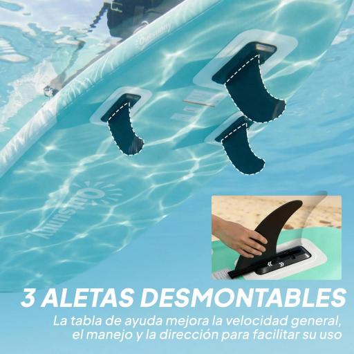 Tabla Paddle Surf Hinchable SUP Extra Largo de 335 cm con Asiento Remo Convertible Aletas Bomba y Mochila Carga 180 kg [1]