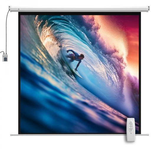 Pantalla de Proyector Eléctrica 92 Pulgadas Pantalla de Proyección con Control Remoto Formato 1:1 HD 4K Blanco [8]
