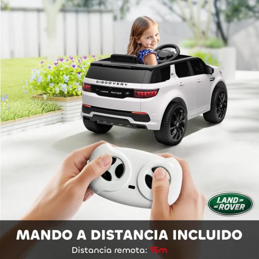 Coche Eléctrico para Niños con Licencia Land Rover Discovery Sport Batería 12V Mando a Distancia Faros y Música Blanco [1]