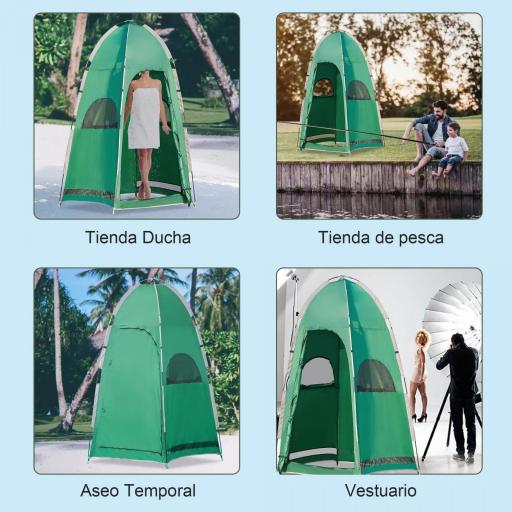 Tienda de Ducha Portátil Tienda de Privacidad Emergente 122x122x213 cm UPF30+ Cambiador para Camping WC Inodoro Verde [4]