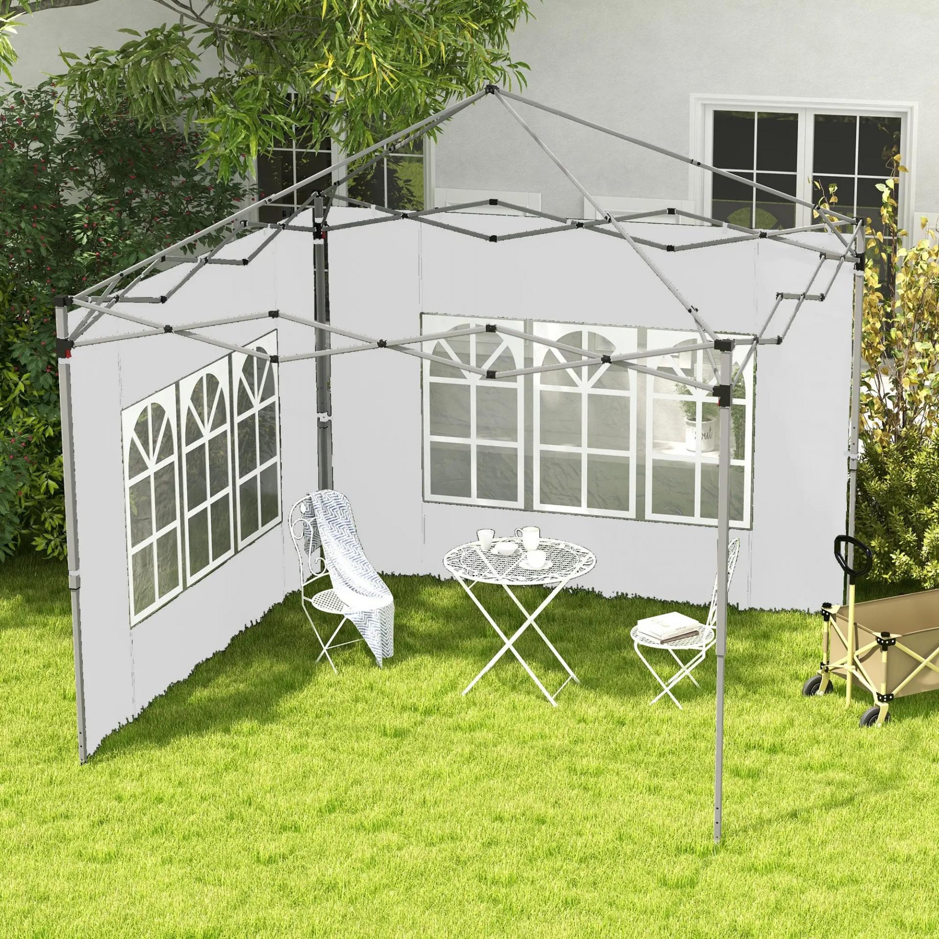 Paredes Laterales para Carpa de 3 x 3 / 3 x 4 m 2 Paneles de Tela Oxford de 295x195 cm con Ventana para Fiestas Blanco