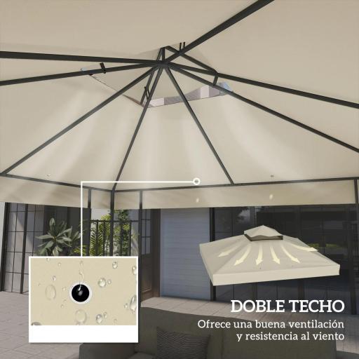Toldo de Recambio 3x3 m con Techo Doble con Orificios de Drenaje y Protección UPF30+ Crema Solo Toldo NO Incluye Marco [3]
