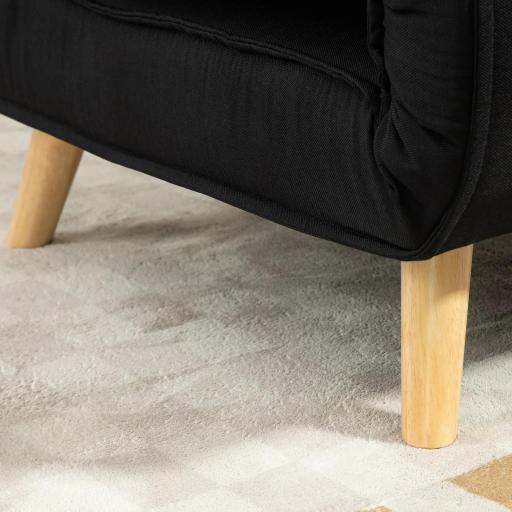 Sillón Cama Plegable con Respaldo Ajustable en 6 Posiciones Almohada Acolchada Carga 350 kg 94x78x80 cm Negro [7]