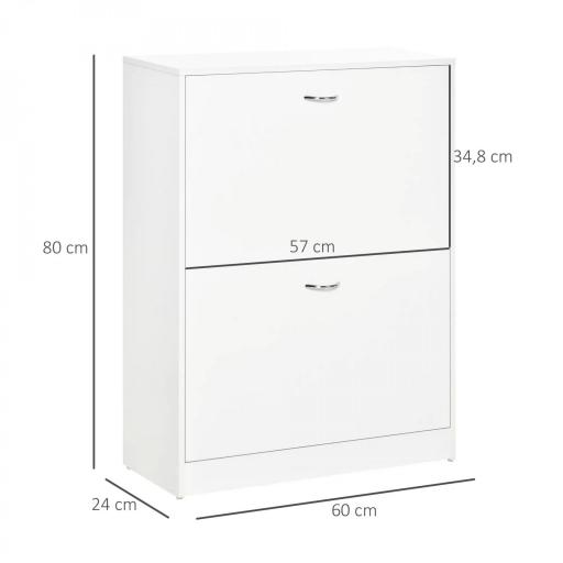 Zapatero Moderno Zapatero de Entrada Recibidor Estrecho con 2 Cajones y Estantes Ajustables para Pasillo 60x24x80 cm Blanco [1]