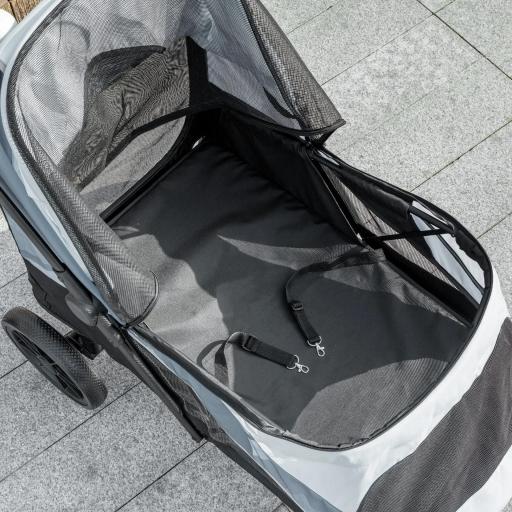 Cochecito Plegable para Mascotas con Ventanas de Malla Cojín Acolchado para Perros de hasta 30 kg 124x67x100 cm Gris [7]