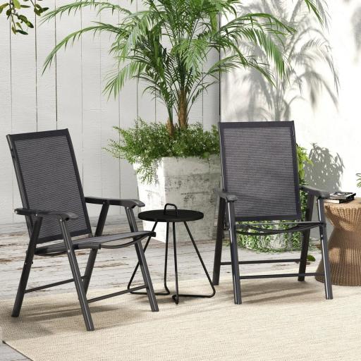 Conjunto de 2 Sillas de Camping Plegables con Reposabrazos para Jardín Terraza Carga 110 kg 58x64x94 cm Gris Oscuro