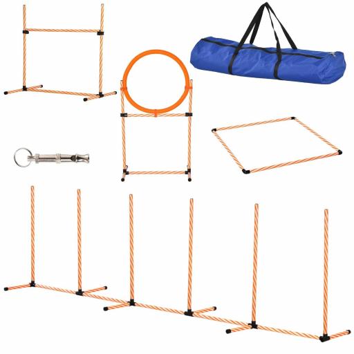 Set Agility para Entrenamiento de Perros con Slalom Obstáculos Ajustables Silbato y Bolsa de Transporte [3]