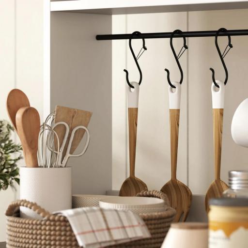 Alacena de Cocina con 6 Ganchos para Tazas 2 Puertas de Vidrio Estantes Abiertos 80x40x152 cm Blanco [7]