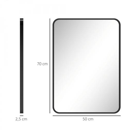 Espejo de Baño Rectangular con Marco Metálico Espejo Decorativo para Dormitorio Comedor o Entrada 50x70 cm Negro [1]