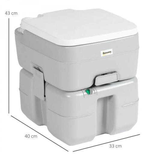 Inodoro Portátil 20L con Indicador de Nivel Carga 150 kg para Camping Viaje Ancianos Caravana Barco 33x40x43 cm Gris [1]