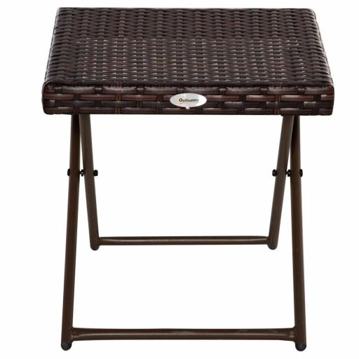 Mesa de Terraza Exterior de Ratán PE Plegable con Patas Cruzadas y Marco de Acero para Patio Balcón 40x40x40 cm Marrón [9]