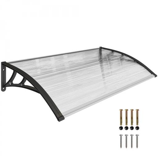 Marquesina para Puertas y Ventanas 110x60 cm con Paneles de Policarbonato Regleta de Aluminio Transparente [10]