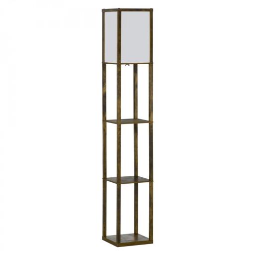 Lámpara de Pie con 3 Estantes de Almacenaje para Bombilla E27 Potencia Máx. 40W para Salón 26x26x160 cm Marrón Rústico [9]