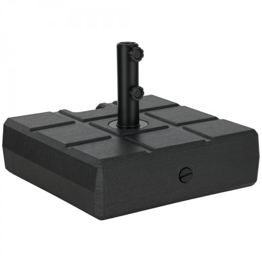 Soporte para Parasol Rellenable de Agua 30 kg y Arena 40 kg para Poste de Paraguas de Ø38/48 mm 49x49x36,5 cm Negro [8]